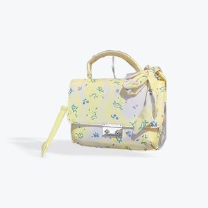 Betsey Johnson CO Staci Yellow Cream Floral  crossbody & Satchel BAG w/scarf